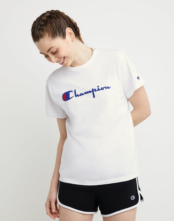 Champion Womens T-Shirt NZ - Heritage White ( 0597-FAIZK )